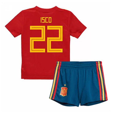 Maillot Espagne Enfant Isco 22 Domicile Coupe du monde 2018