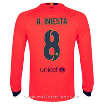 Maillot Barcelone Manche Longue A.Iniesta Exterieur 2014 2015