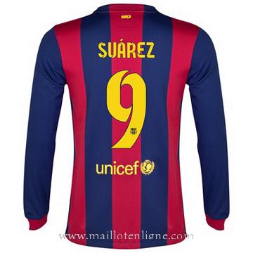 Maillot Barcelone Manche Longue Suarez Domicile 2014 2015