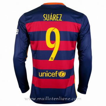 Maillot Barcelone Manche Longue Suarez Domicile 2015 2016